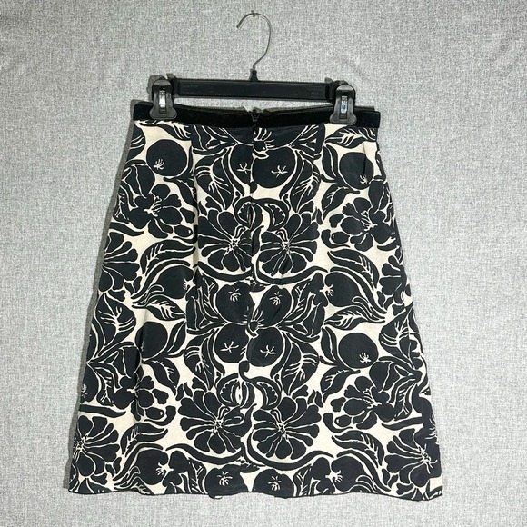 Anna Sui Pleated Black & White Floral Skirt Size 4 Women's Vintage - Picture 2 of 7
